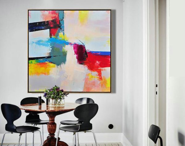 Extra Large Textured Painting On Canvas,Palette Knife Contemporary Art Canvas Painting,Home Decor Canvas,Pink,Red,Blue,Yellow.etc - Image 7