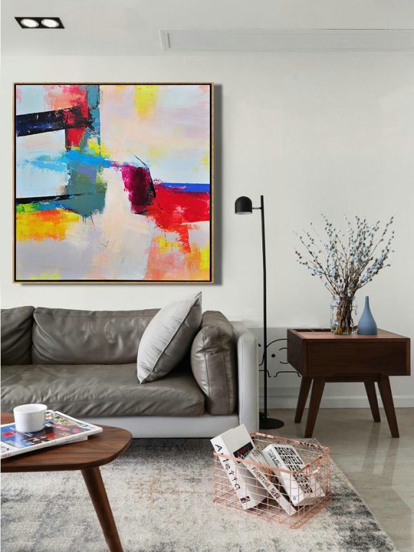 Extra Large Textured Painting On Canvas,Palette Knife Contemporary Art Canvas Painting,Home Decor Canvas,Pink,Red,Blue,Yellow.etc - Image 9