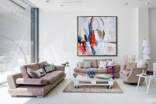 Extra Large Canvas Art,Oversized Palette Knife Painting Contemporary Art On Canvas,Hand-Painted Canvas Art,Blue,Red,White,Yellow,Purple.etc - Image 2