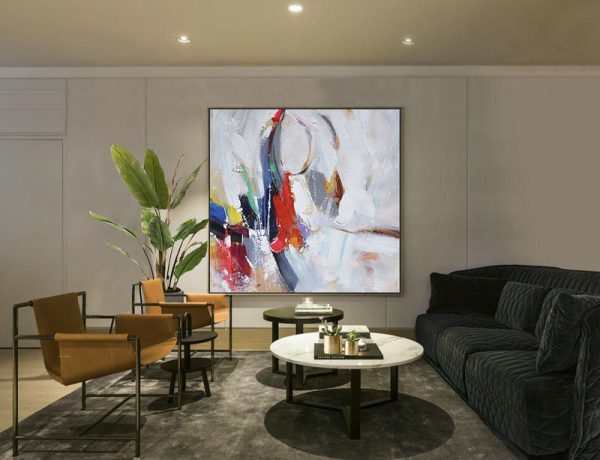 Extra Large Canvas Art,Oversized Palette Knife Painting Contemporary Art On Canvas,Hand-Painted Canvas Art,Blue,Red,White,Yellow,Purple.etc - Image 4