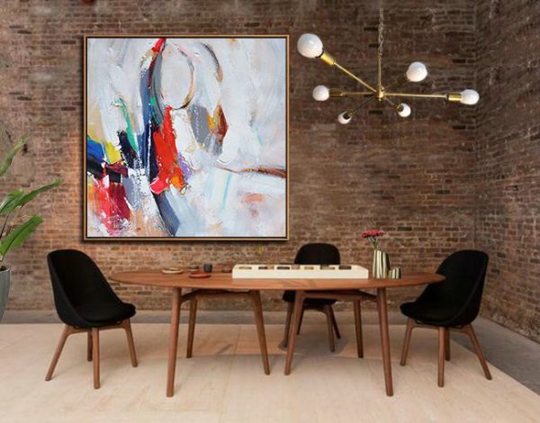 Extra Large Canvas Art,Oversized Palette Knife Painting Contemporary Art On Canvas,Hand-Painted Canvas Art,Blue,Red,White,Yellow,Purple.etc - Image 5