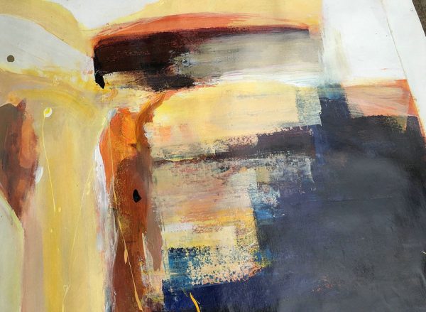 Hand Made Original Art,Vertical Palette Knife Contemporary Art,Huge Abstract Canvas Art,Grey,White,Yellow,Black.etc - Image 2