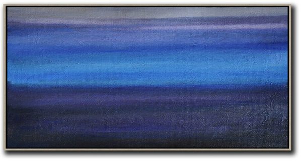 Extra Large Acrylic Painting On Canvas,Hand Painted Panoramic Abstract Painting,Acrylic Painting On Canvas,Grey,Blue,Black.etc
