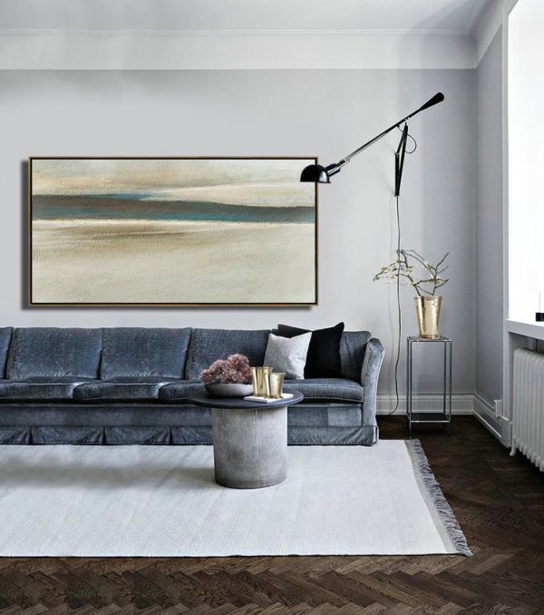 Original Abstract Painting Extra Large Canvas Art,Hand Painted Panoramic Abstract Painting,Large Abstract Wall Art,Light Yellow,Black,Brown.etc - Image 3