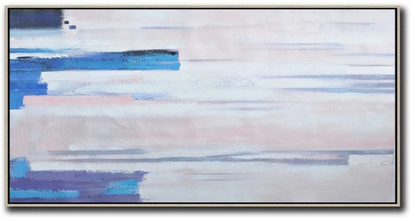 Large Abstract Art Handmade Painting,Horizontal Palette Knife Contemporary Art,Large Wall Art Canvas,Pink,White,Blue, Purple.etc