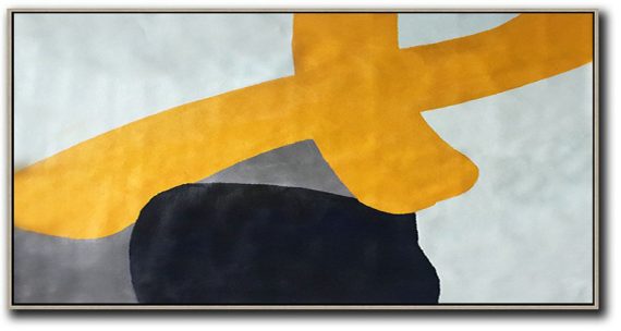 Original Abstract Painting Extra Large Canvas Art,Horizontal Contemporary Art,Big Living Room Decor,White,Yellow,Grey,Black.etc