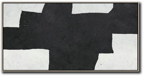 Hand Painted Abstract Art,Oversized Panoramic Minimal Art On Canvas - Oversized Wall Decor