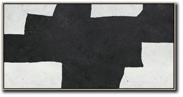 Hand Painted Abstract Art,Oversized Panoramic Minimal Art On Canvas - Oversized Wall Decor
