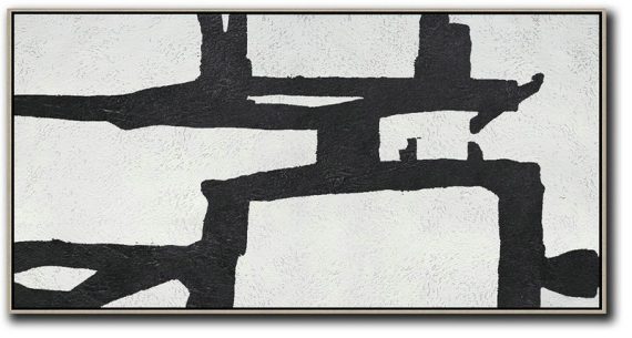 Hand-Painted Canvas Art,Oversized Panoramic Minimal Art On Canvas - Huge Wall Decor