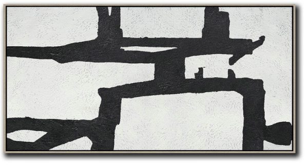 Hand-Painted Canvas Art,Oversized Panoramic Minimal Art On Canvas - Huge Wall Decor