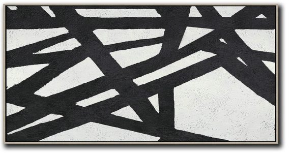 Large Abstract Art Handmade Acrylic Painting,Oversized Panoramic Minimal Art On Canvas - Modern Living Room Decor