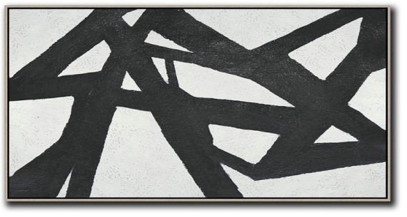 Original Abstract Painting Canvas Art,Oversized Panoramic Minimal Art On Canvas - Lounge Room Decor