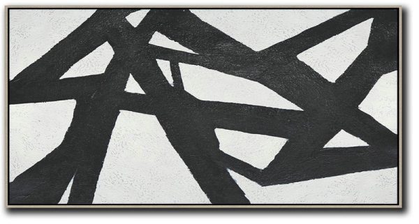 Original Abstract Painting Canvas Art,Oversized Panoramic Minimal Art On Canvas - Lounge Room Decor