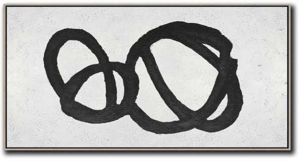 Modern Art Abstract Painting,Oversized Panoramic Minimal Art On Canvas - Family Wall Decor