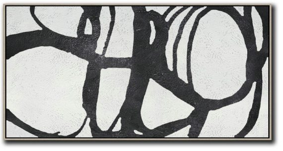 Original Art Acrylic Painting,Oversized Panoramic Minimal Art On Canvas - Lounge Wall Decor