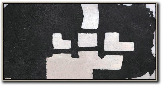 Large Abstract Art,Hand-Painted Oversized Panoramic Minimal Art On Canvas - Oversized Canvas Art