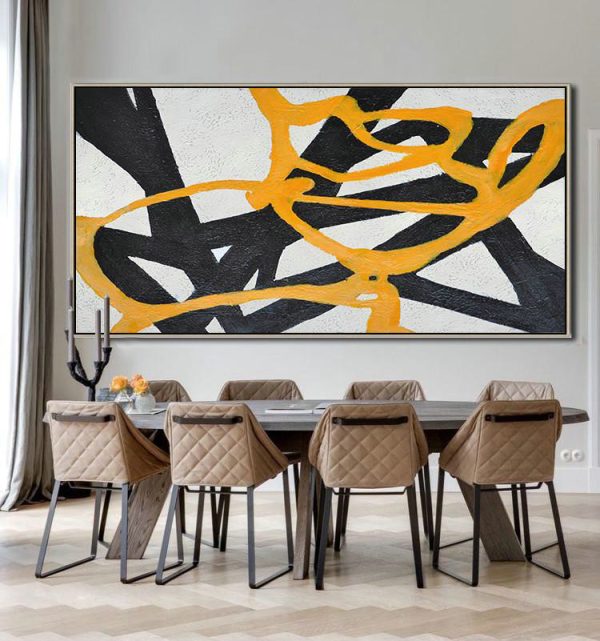 Large Abstract Art Handmade Oil Painting,Hand-Painted Oversized Panoramic Minimal Art On Canvas - Oversized Art - Image 2