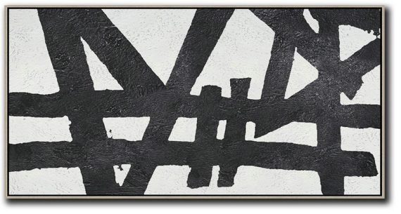 Modern Paintings On Canvas,Oversized Panoramic Minimal Art On Canvas - Multicolor Abstract Painting