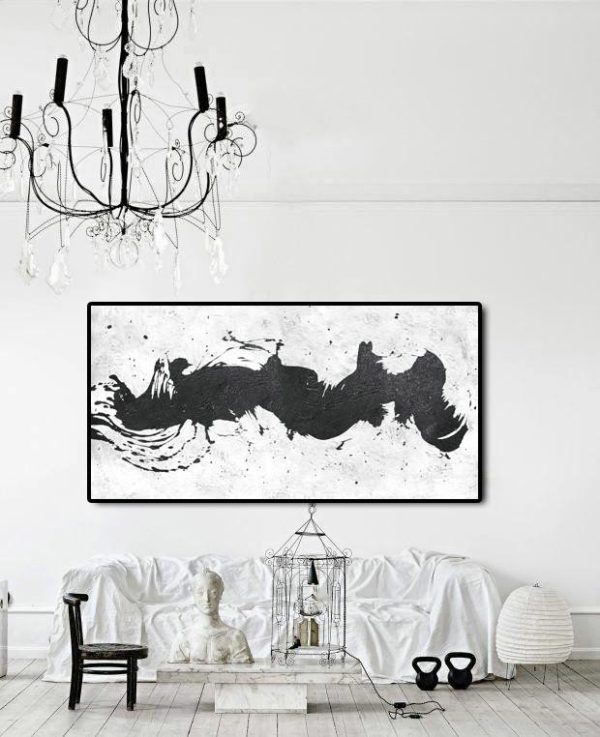 Original Art Acrylic Painting,Oversized Panoramic Minimal Art On Canvas - Artwork For Sale - Image 2