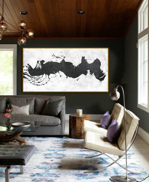 Original Art Acrylic Painting,Oversized Panoramic Minimal Art On Canvas - Artwork For Sale - Image 4