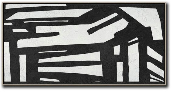 Modern Abstract Wall Art,Oversized Panoramic Minimal Art On Canvas - Hand Painted Acrylic Painting