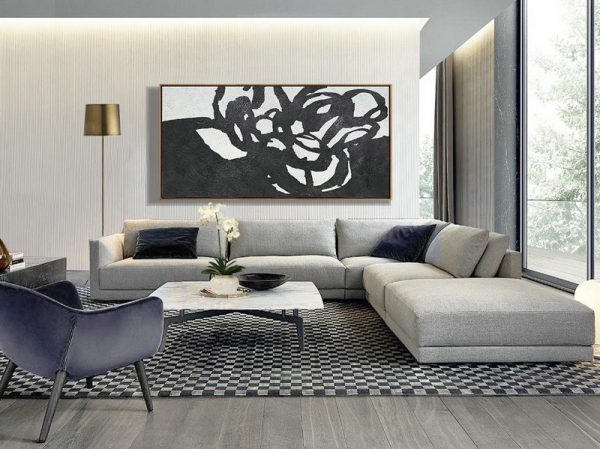 Big Painting,Oversized Horizontal Minimal Art On Canvas - Acrylic Painting Canvas Art - Image 3