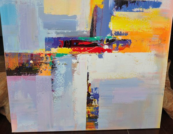 Handmade Extra Large Contemporary Painting,Horizontal Palette Knife Contemporary Art Panoramic Canvas Painting,Large Living Room Wall Decor,White,Yellow,Purple,Red.etc - Image 2