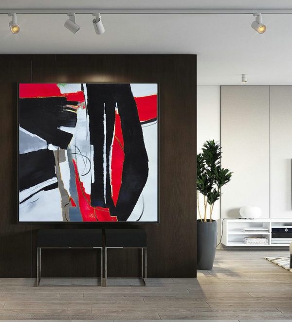 Hand Made Abstract Art,Oversized Red Contemporary Painting On Canvas,Acrylic Painting Large Wall Art,Red,Black,White.etc - Image 2