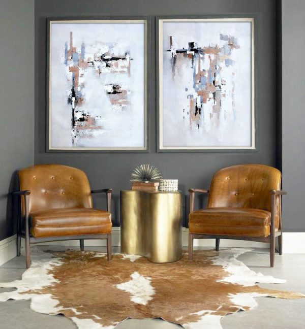 Contemporary Art Acrylic Painting,Set Of 2 Contemporary Art On Canvas,Hand Made Original Art,Grey,White,Violet Ash,Black.etc - Image 4