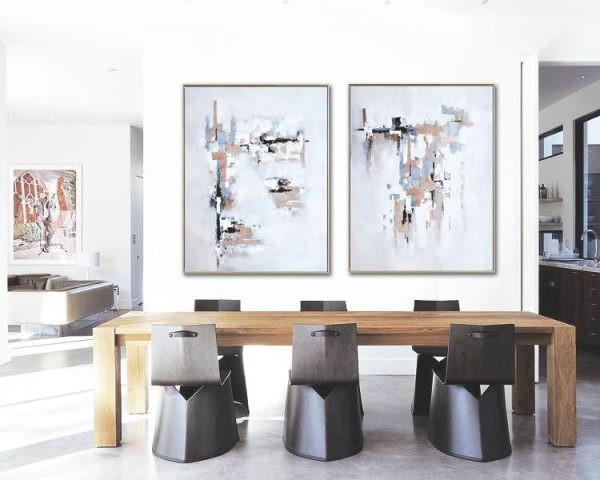 Contemporary Art Acrylic Painting,Set Of 2 Contemporary Art On Canvas,Hand Made Original Art,Grey,White,Violet Ash,Black.etc - Image 5