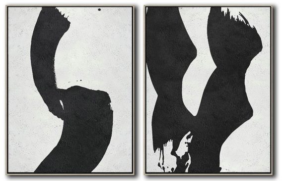 Handmade Painting Large Abstract Art,Set Of 2 Minimal Painting On Canvas - Colorful Wall Art