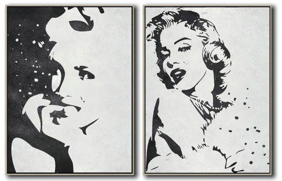 Huge Abstract Painting On Canvas,Set Of 2 Minimal Painting On Canvas - Pop Art Canvas