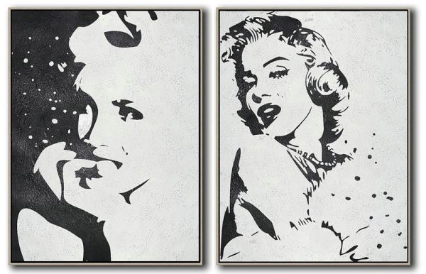 Huge Abstract Painting On Canvas,Set Of 2 Minimal Painting On Canvas - Pop Art Canvas