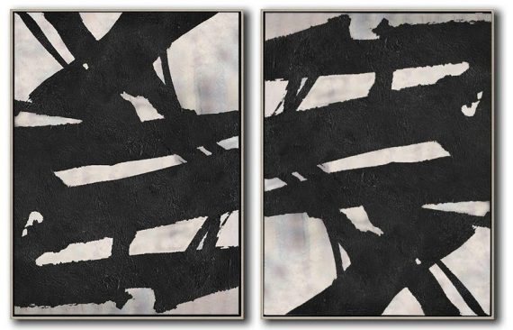 Extra Large Painting,Set Of 2 Minimal Painting On Canvas - Large Canvas Art