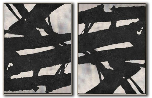 Extra Large Painting,Set Of 2 Minimal Painting On Canvas - Large Canvas Art