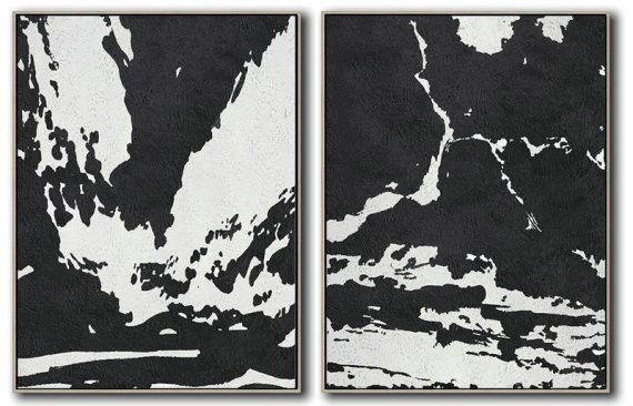 Abstract Painting Extra Large Canvas Art,Set Of 2 Minimal Painting On Canvas - Hand Painted Acrylic Painting