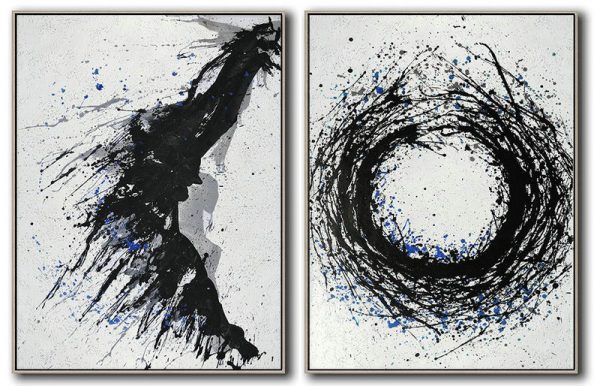 Extra Large Acrylic Painting On Canvas,Set Of 2 Minimal Painting On Canvas - Abstract Art Decor,Contemporary Painting