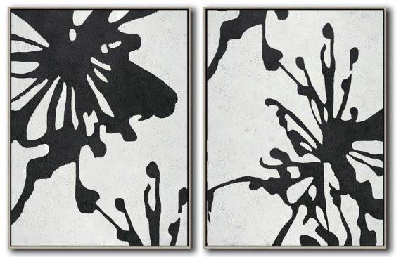 Large Abstract Painting Canvas Art,Set Of 2 Minimal Painting On Canvas - Handmade Acrylic Painting