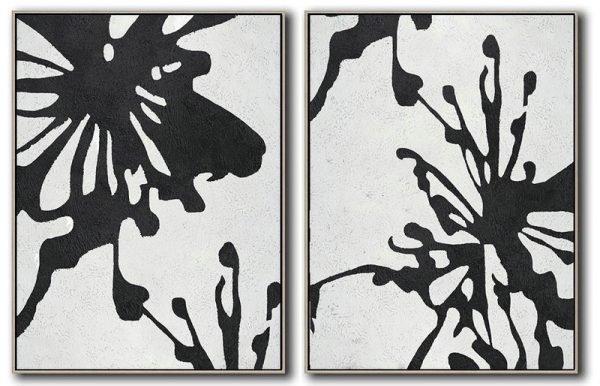 Large Abstract Painting Canvas Art,Set Of 2 Minimal Painting On Canvas - Handmade Acrylic Painting