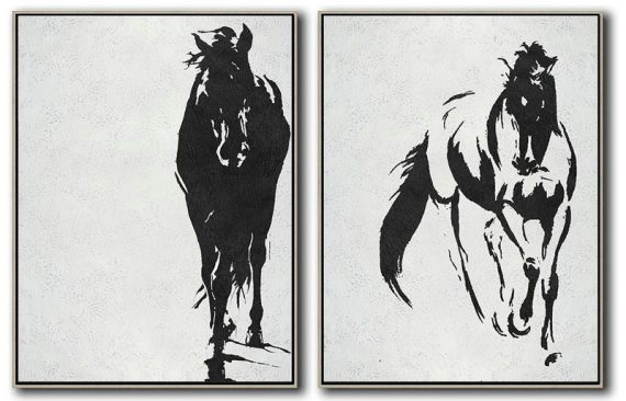 Large Contemporary Art Acrylic Painting,Set Of 2 Minimal Painting On Canvas - Hand Paint Large Art