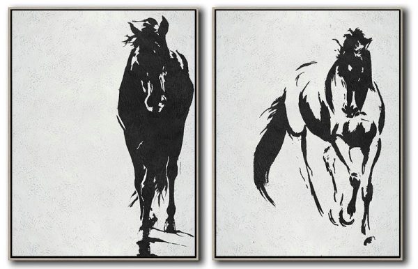 Large Contemporary Art Acrylic Painting,Set Of 2 Minimal Painting On Canvas - Hand Paint Large Art
