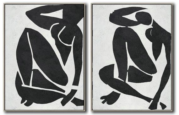 Hand Painted Extra Large Abstract Painting,Set Of 2 Minimal Painting On Canvas - Original Art