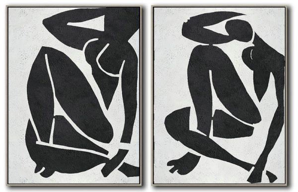 Hand Painted Extra Large Abstract Painting,Set Of 2 Minimal Painting On Canvas - Original Art