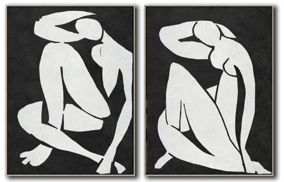 Abstract Painting Extra Large Canvas Art,Set Of 2 Minimal Painting On Canvas - Contemporary Art Canvas Painting