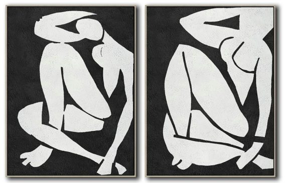 Extra Large Canvas Art,Set Of 2 Minimal Painting On Canvas - Oversized Canvas Art