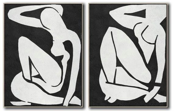 Huge Abstract Painting On Canvas,Set Of 2 Minimal Painting On Canvas - Oversized Art