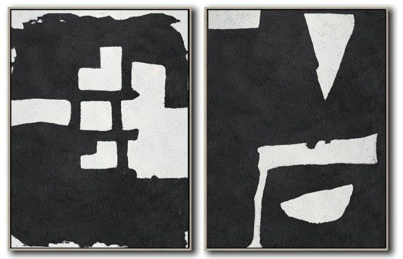 Large Abstract Painting On Canvas,Set Of 2 Minimal Painting On Canvas - Modern Art Abstract Painting