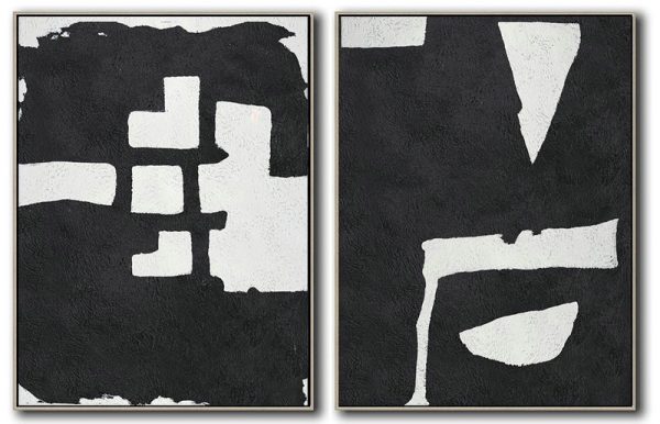 Large Abstract Painting On Canvas,Set Of 2 Minimal Painting On Canvas - Modern Art Abstract Painting