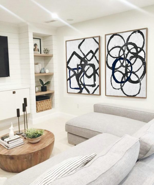 Abstract Painting Extra Large Canvas Art,Set Of 2 Minimal Painting On Canvas - Hand Paint Abstract Painting - Image 3