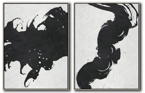 Large Abstract Painting Canvas Art,Set Of 2 Minimal Painting On Canvas - Large Contemporary Art Canvas Painting